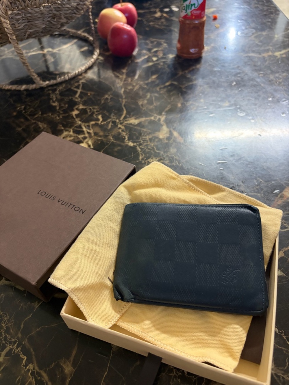Louis Vuitton Navy Blue Damier Compact Wallet - Picture 3 of 8